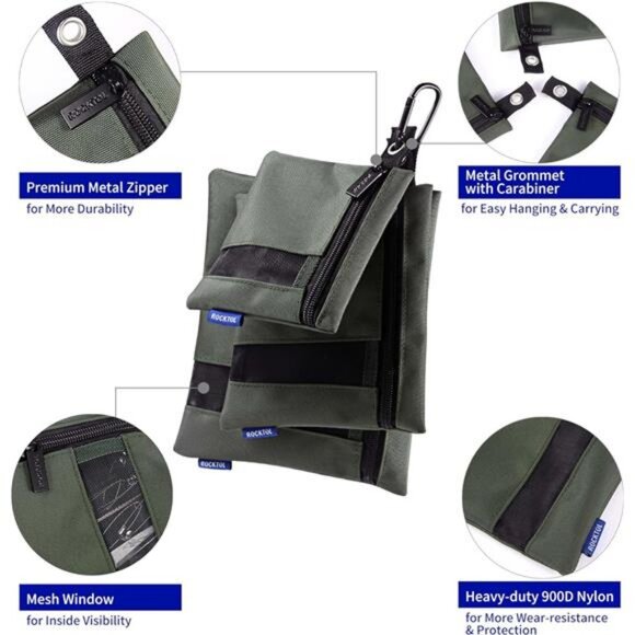 Tool Bags, 3-Pack Water Resistant Utility Zipper Organizer Pouch, 900D Nylon - Picture 2 of 7